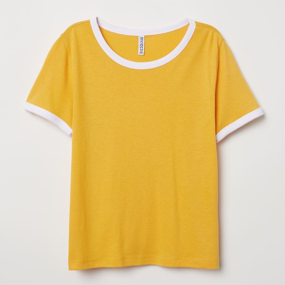 H&M Mustard & White Tee